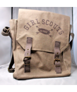 Girl Scouts Brown Canvas Messenger Bag Crossbody Purse Tote Books - $26.81