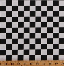 Cotton Twill Black &amp; White Racing Check 60&quot; Home Decor Fabric by Yard D248.11 - £7.86 GBP