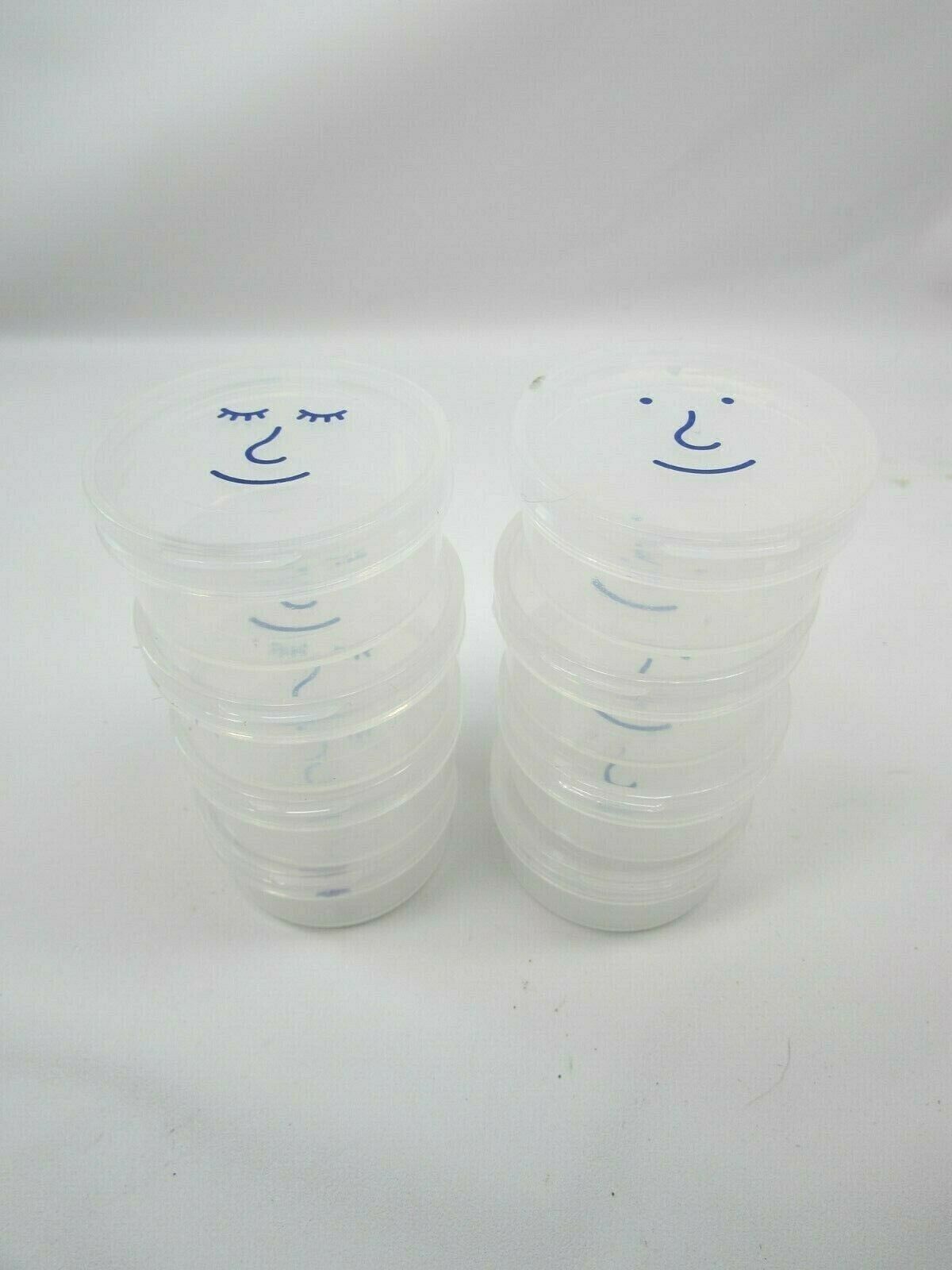 8 Plastic Snap Lid Small Organizer Tubs Beads Buttons Crafts Smiling Face 33407 - $20.78
