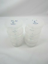 8 Plastic Snap Lid Small Organizer Tubs Beads Buttons Crafts Smiling Face 33407 - $20.78