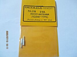 Details West # RA-278 Radio Antenna Cone Type. 2 Each HO-Scale - $17.36 MXN