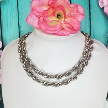 Vintage Sarah Coventry Silver Tone Double Chain Choker Convertible Necklace - £15.06 GBP