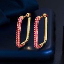 C simple rectangle shape gold color hoop earrings for women blue red cz crystal fashion thumb200
