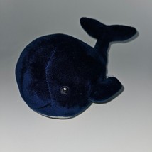 HB Hudson Baby Navy Blue Gray Whale Plush Lovey 8&quot; Long Stuffed Toy Sewn Eyes - £19.42 GBP