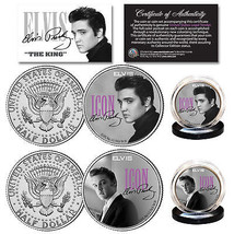 ELVIS PRESLEY Icon Collection Official JFK Kennedy U.S. Half Dollar 2-Co... - £10.95 GBP