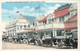 Savin Rock Connecticut Wilcox&#39;s Pier Restaurant~Great Old Car Postcard 1920s - £5.64 GBP