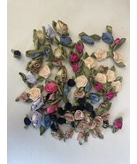 Random LOT 100 Satin Ribbon big &amp; small Rose Flower Applique Sewing Bow ... - $8.41