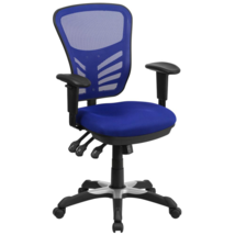 Mid-Back Blue Mesh Multifunction Executive Swivel Ergonomic Office Chair with Ad - £163.03 GBP