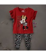 Disney Jr. MINNIE MOUSE Size 4T Legging Pants Set Ruffle Short Sleeve Top - $14.88