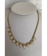 Talbots Gold-tone Framed Faux Pearl Crystal Statement Adjustable Necklac... - £14.93 GBP