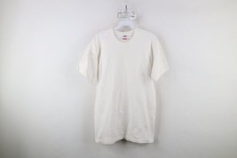 Vintage 90s Streetwear Mens Medium Blank Cotton Short Sleeve T-Shit White USA - £46.93 GBP