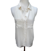 Anthropologie Chelsea Flower Silk Sleeveless Pockets Button Front Top Collar - £19.97 GBP