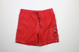 Vintage 90s Tommy Hilfiger Mens Size XL Faded Lined Shorts Swim Trunks Red - $39.55