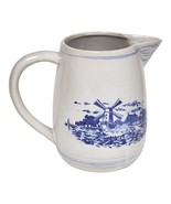 Vtg Delft Holland Windmill Wanderer Ship Pitcher Artisan Crafted Dutch P... - £20.68 GBP