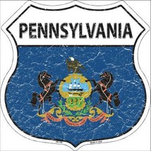 Pennsylvania State Flag Highway Shield Metal Sign - £22.34 GBP