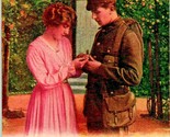 Vintage Romance Postcard WW1 Kiss Me Good By My Little Soldier Boy Bamfo... - $9.85