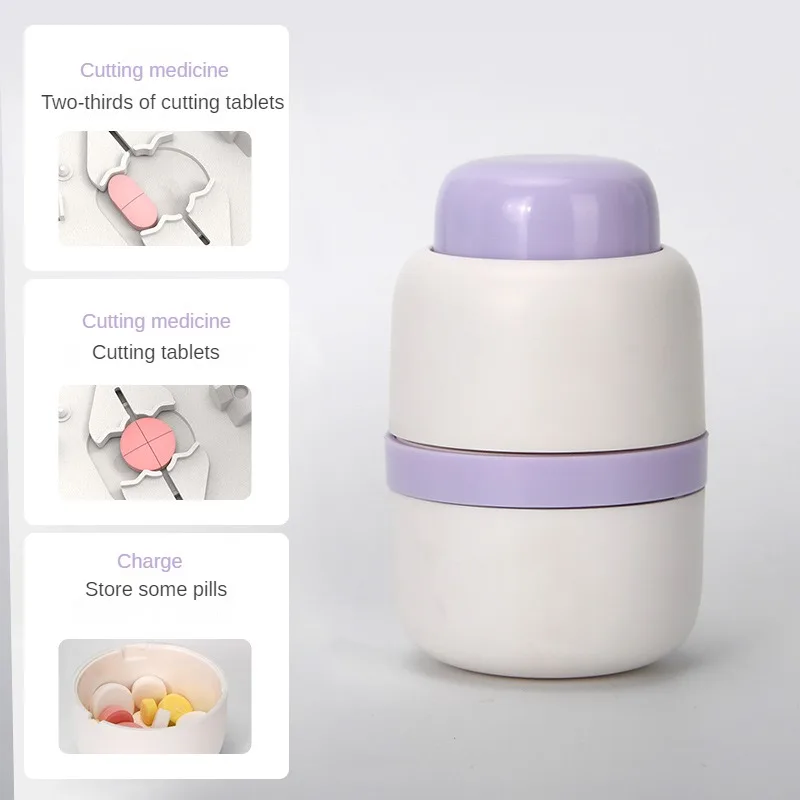 Portable 2-in-1 Pill Box With Pill Cutter For Cutting Small Pills Or Large Pills - £18.68 GBP