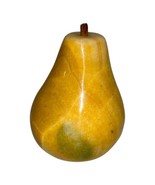 Vintage Alabaster Hand Carved Stone Fruit Pear Flat Bottom MCM Art Paper... - $17.77