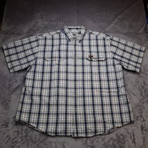Carhartt Shirt Adult 2XL White Plaid Short Sleeve Button Up Casual Workwear Mens - £23.24 GBP
