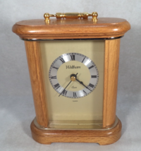 Waltham Oak and Gold Tone Battery Operated Desk or Mantel Quartz Clock - $15.79