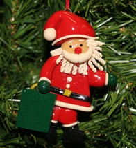 Kurt Adler Vintage 1990's Clay Dough Santa Holding Gift Bag Christmas Ornament - $6.99