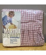 Vtg Martha Stewart Everyday Rose Denim Check Queen Ruffled Flat Sheet - $451.56 MXN