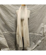 NWT Nordstrom Women&#39;s White 100% Cashmere Scarf with Fringe Ends, One Size - £63.22 GBP