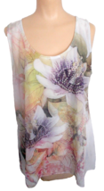 Sparkle Floral Sleeveless Blouse Tank Semi-Sheer Overlay Top Brittany Black Xl - £9.72 GBP