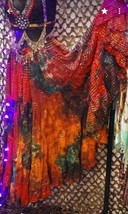 Tribal BellyDance ATS AMAZING  TyeDyed Lurex  Beautiful gypsy Skirt 25 Y... - $128.69