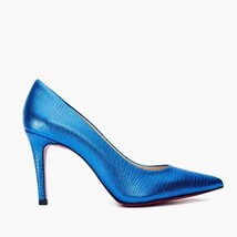The Maple Sax Blue Leather Pump Fuchsia Sole Women Shoe image 6