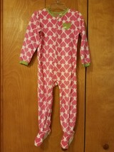 Carters Toddler Girl Pajamas 4T Pink Hearts One Piece  - £7.18 GBP