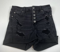 American Eagle curvy super hi-rise black jean button up women’s 4 Shorts i1 - $12.38