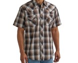 Wrangler Pearl Snap Men&#39;s Short Sleeve Western Shirt Medium Taupe Brown ... - $18.99