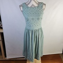 Loft Seafoam Green Sleeveless Eyelet Lace top Dress Size 4 Lined - £19.66 GBP