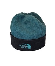 Vtg The North Face Beanie Hat USA Made Black Green Fleece Winter Cap 90s Cuff - £54.75 GBP