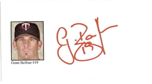 Grant Belfour Autographed 3x5 Index Card Baseball Signed - $10.03