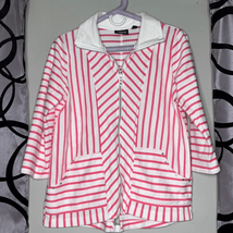 Onque Casuals 3/4 Sleeve Striped Full Zip Blouse - £12.28 GBP