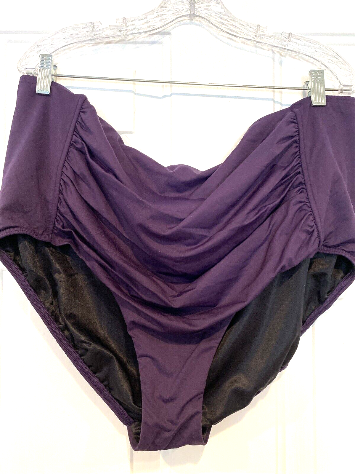 Lands&#39; End Women&#39;s High Waist Ruched Front Swim Bottoms Purple 24W - $23.74