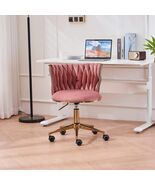 Elegant Pink Velvet Ergonomic Office Chair with Adjustable Height and Swivel Whe - $123.74