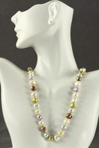 Fine Estate Jewelry 1/20 12KT Gold Filled Multi Color Pastel Pearl Necklace 17&quot; - £25.56 GBP