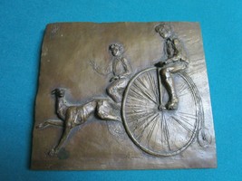 Dp Ceramic Plaster Plaque Children Playing In Bicycle 9 1/2 X 8 1/2 B - £79.55 GBP