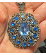 Royal Gemstones Victorian Necklace Massive Pendant Antique Style Blue - €50,89 EUR