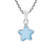 Vibrant Little Star Blue Colored Seashell Sterling Silver Pendant Necklace - £14.98 GBP
