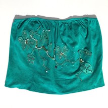 suede leather strapless crop top S green embellished floral lace beaded ... - $33.99