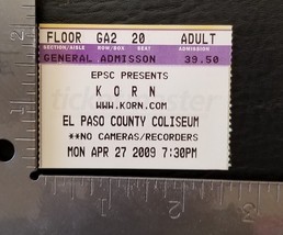 KORN -  APRIL 27, 2009 EL PASO COUNTY COLISEUM CONCERT TICKET STUB - €8,67 EUR