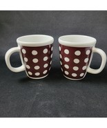 BODUM Ceramic Coffee Mugs Cups Brown White Polka Dots Set of 2 Heavy Por... - $47.47 CAD