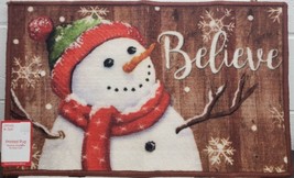 Printed Kitchen Rug (nonskid)(17&quot;x27&quot;) Christmas,Snowman,Believe &amp; Snowflakes,Dg - £14.28 GBP