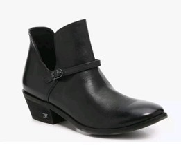 Sam Edelman Leather Ankle Boots Booties Cutout V Palmer Black Sz 8.5 M - £29.25 GBP