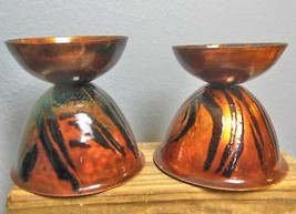 Set of 2 Handmade 35 Dekor Zagreb Enamel on Copper Candle Holders 3.5&quot; Tall - £35.60 GBP