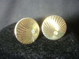 Swank Collectible Gold tone Antique style Stone Circular Line Cuff Links - £23.94 GBP